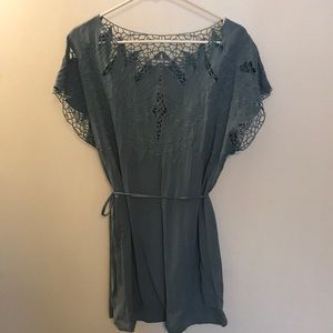 Blue dress with floral embroidering
